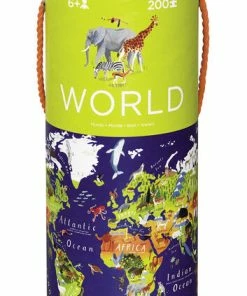 Crocodile Creek - World Map 200 Piece Jigsaw Puzzle And Matching Poster - English Edition