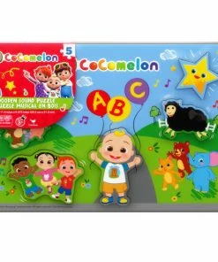SPIN MASTER Cocomelon, Wooden Musical 5 Jumbo Piece Jigsaw Puzzle- Singalong With JJ And Friends