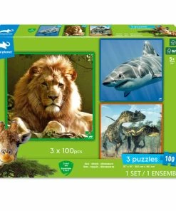 Animal Planet 3 Puzzles- Lion. Shark. Dinosaurs